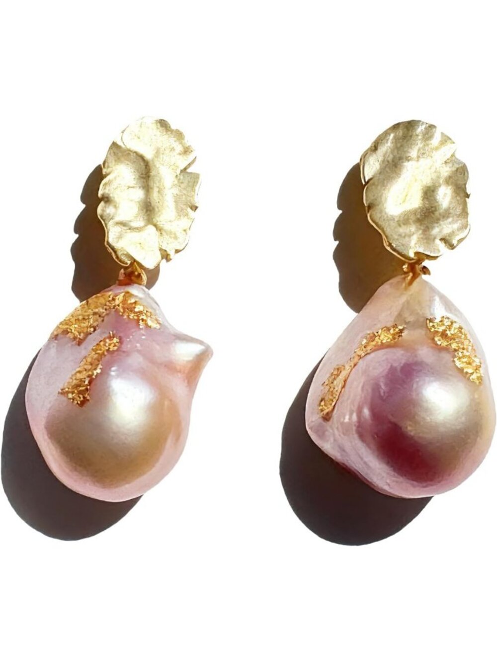 Elegant 18K Gold Plated Baroque Pearl Dangle Drop Earrings for Women
